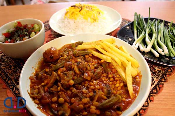 طرز تهیه خورشت بامیه با لپه